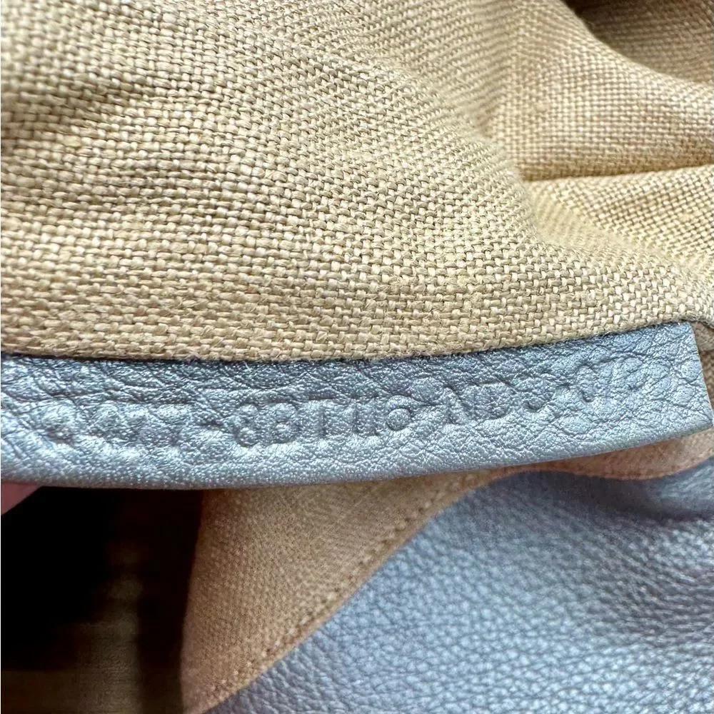 Auth Fendi Metallic Grey Beige Selleria Leather Anna Crossbody Messenger Bag - Picture 14 of 15